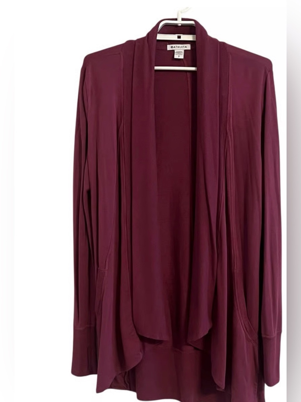 Athleta red open front drape cardigan sweater Long Sleeve